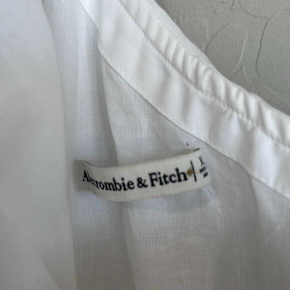 Abercrombie & Fitch Maxi Dress Size XL White One Shoulder Cutout High Slit - Picture 6 of 7